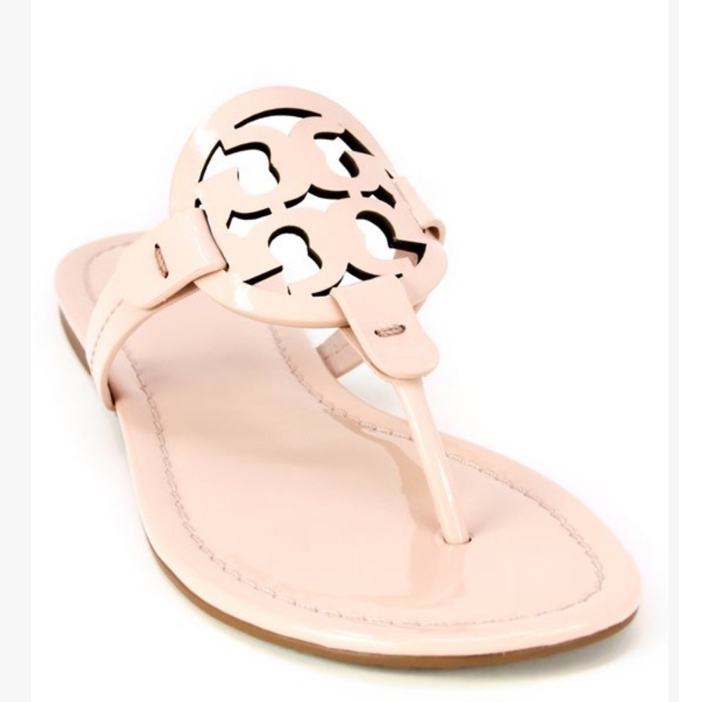 TORY BURCH MILLER PATENT LEATHER SANDALS - 7